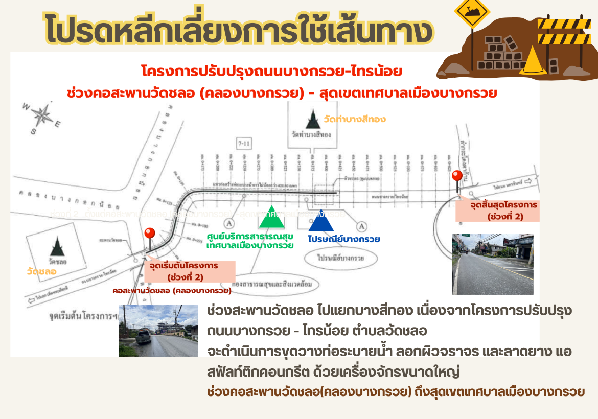 โคงการปรับปรุงถนนบางกรวย-ไทรน้อย ตำบลวัดชลอ ช่วงที่ 2