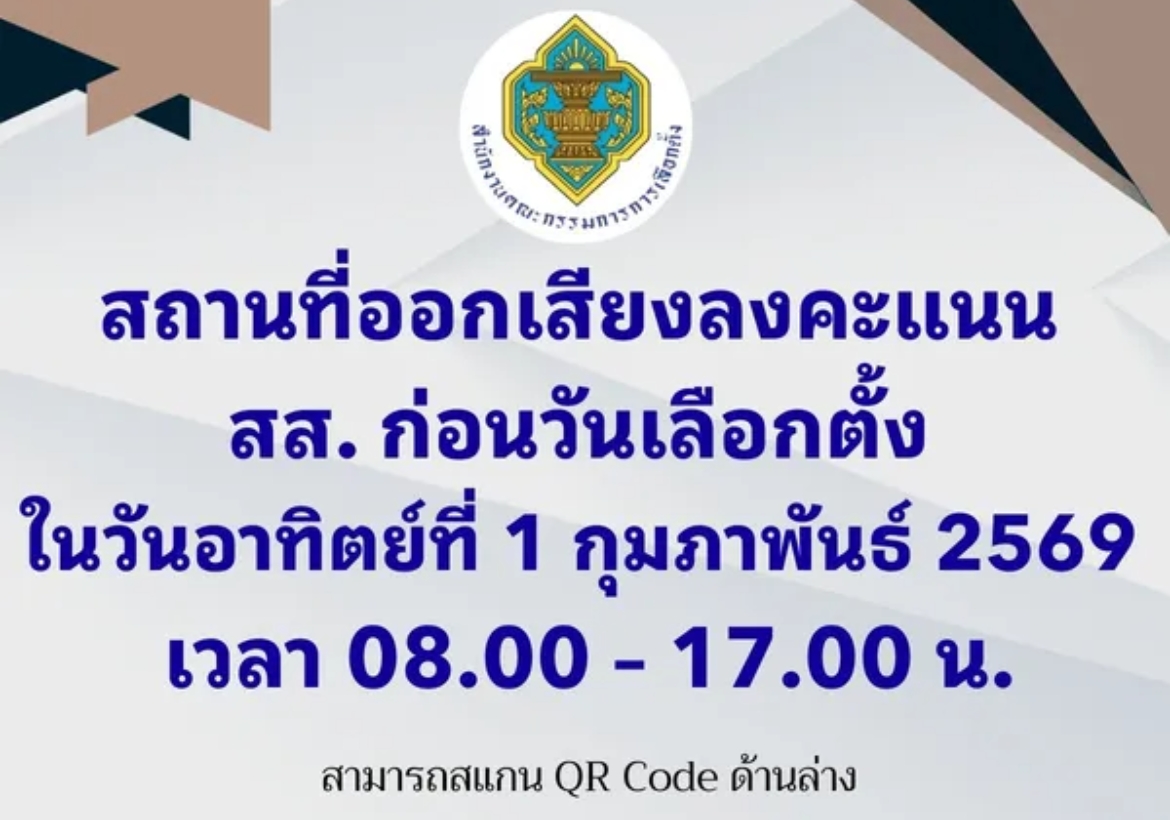 สถานที่ออกเสียงลงคะแนน สส. ก่อนวันเลือกตั้ง ในวันอาทิตย์ที่ 1 กุมภาพันธ์ 2569
