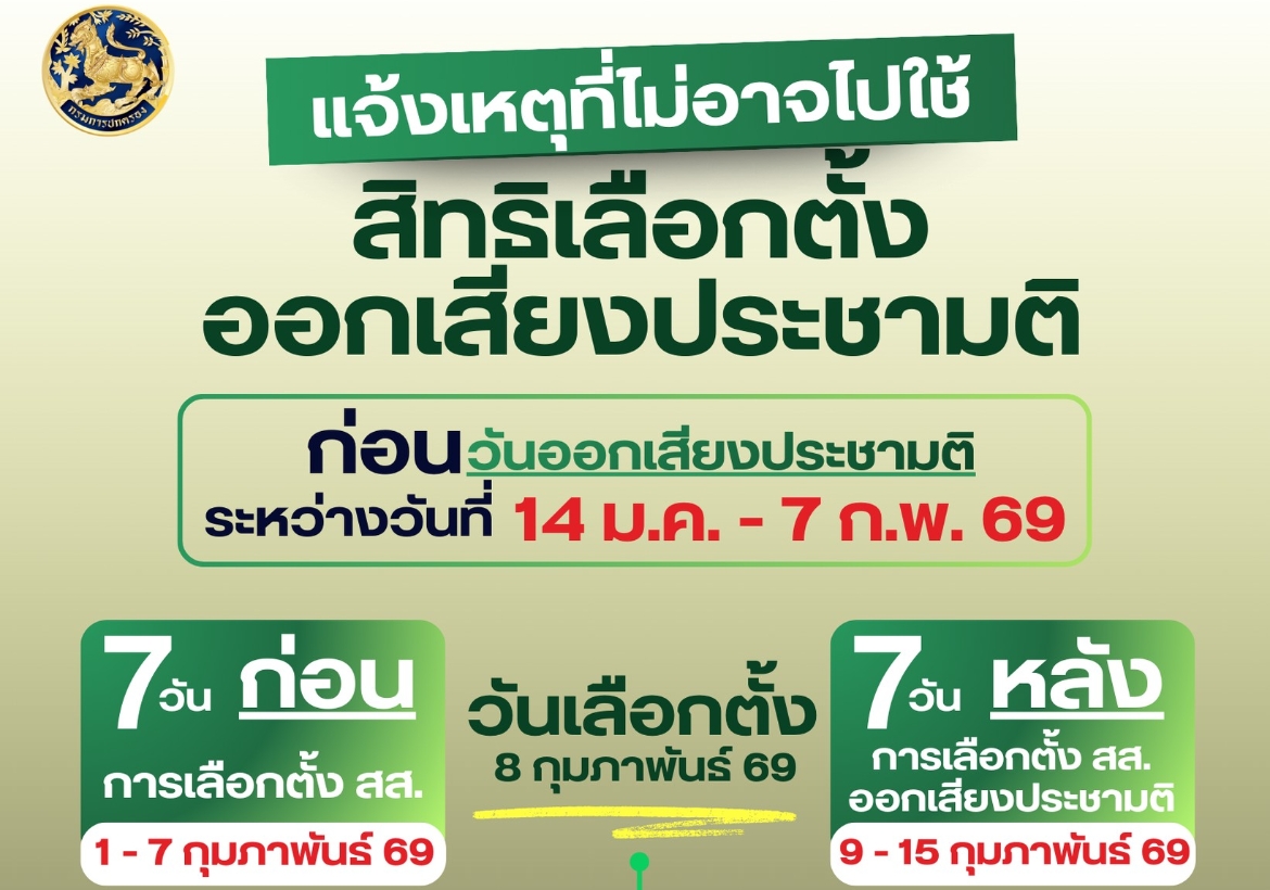 แจ้งเหตุไม่ไปใช้สิทธิเลือกตั้ง และ ออกเสียงประชามติ 2569